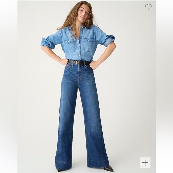 Banana Republic Jeans Wide Leg Trouser Stretch Blue Denim 25 - Picture 4 of 11